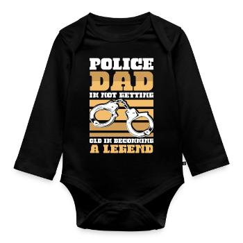 Polizei Polizist Polizeibeamte - Baby Bio-Langarm-Body - Schwarz - Vorne