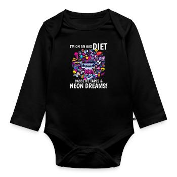 I'm on an 80s Diet Cassette Tapes Vintage 1980s - Organic Longsleeve Baby Bodysuit - black - Front