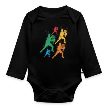 Padel Tennis Joueur de Padel Enfants Padel Garçons - Body Bébé bio manches longues - noir - Devant