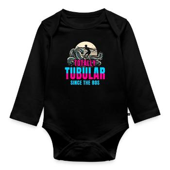Retro Surfer Riding des années 80 vague totalement tubulaire - Body Bébé bio manches longues - noir - Devant
