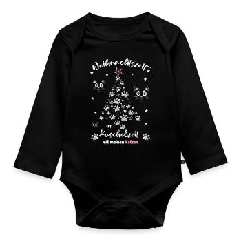 Weihnachtszeit ist Kuschelzeit mit meinen Katzen 2 - Baby Bio-Langarm-Body - Schwarz - Vorne