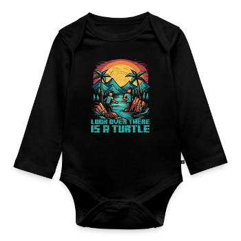 Nature Experience: Look, there's a turtle! - Organic Longsleeve Baby Bodysuit - black - Front
