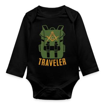 Masonic Freemasonry Fraternal - Baby Bio-Langarm-Body - Schwarz - Vorne