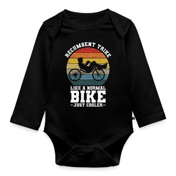 Velomobil | Recumbent Trike Triker Sport Geschenk - Baby Bio-Langarm-Body - Schwarz - Vorne