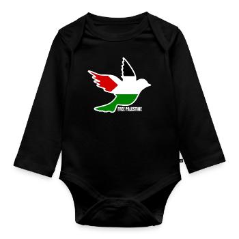 Free palestine - Organic Longsleeve Baby Bodysuit - black - Front