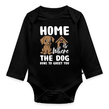 Dog Lover - Organic Longsleeve Baby Bodysuit - black - Front
