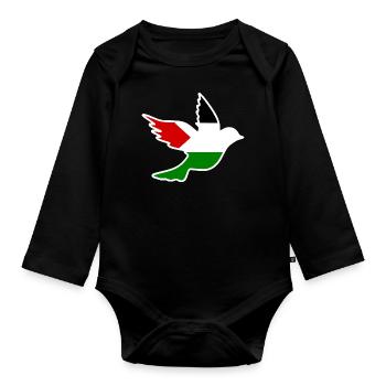 Free palestine dove of peace - Organic Longsleeve Baby Bodysuit - black - Front