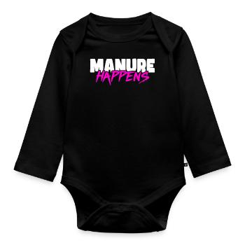 Damn Happens - Funny Farmer Design - Organic Longsleeve Baby Bodysuit - black - Front