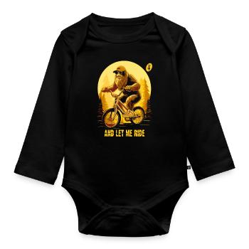 Laisse-moi conduire, Bigfoot camouflé en faisant du vélo - Body Bébé bio manches longues - noir - Devant