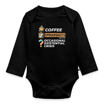 Comptable Tenue de livres Café Feuilles de calcul Drôle - Body Bébé bio manches longues - noir - Devant