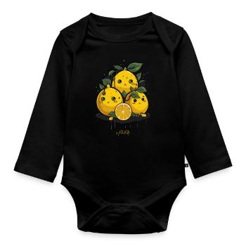 Trois citrons et demi de dessin animé - Body Bébé bio manches longues - noir - Devant
