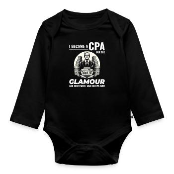 CPA Chronicles: Glamour and Excitement Unveiled - Organic Longsleeve Baby Bodysuit - black - Front