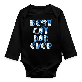 Le meilleur papa de chat de tous les temps - Body Bébé bio manches longues - noir - Devant