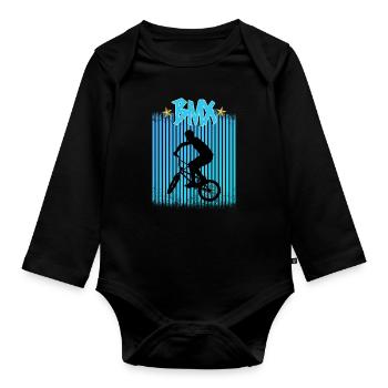 BMX / BMX Rad / Fahrrad / Geschenk / Radfahrer - Baby Bio-Langarm-Body - Schwarz - Vorne