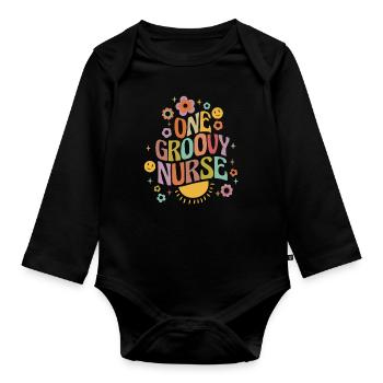 Une infirmière groovy - Body Bébé bio manches longues - noir - Devant