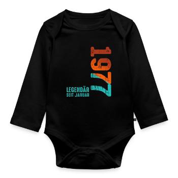 Limited Edition January 1977 Legendär Seit January - Baby Bio-Langarm-Body - Schwarz - Vorne