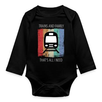 Train Railway Railroad Worker Trains Train Driver - Organic Longsleeve Baby Bodysuit - black - Front