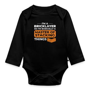 Meister des Stapelns Humorvoller Maurer Maurer Maurer - Baby Bio-Langarm-Body - Schwarz - Vorne