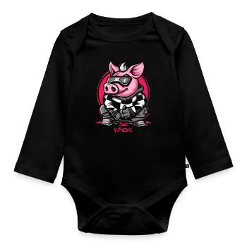 Cool Winter Ski Snowboard Cochon - Body Bébé bio manches longues - noir - Devant