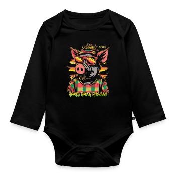 ROOTS ROCK REGGAE Cool Pig - Organic Longsleeve Baby Bodysuit - black - Front