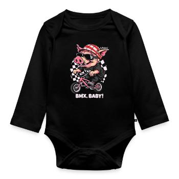 Cyclisme et BMX Rider Pig - Body Bébé bio manches longues - noir - Devant
