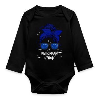 Europäische Union - Baby Bio-Langarm-Body - Schwarz - Vorne