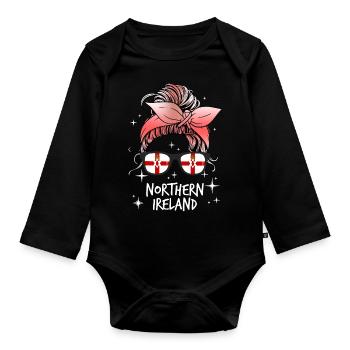 Northern Ireland - Organic Longsleeve Baby Bodysuit - black - Front