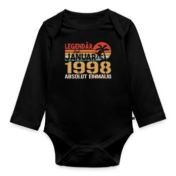 Cadeau d'anniversaire né en janvier 1998 - Body Bébé bio manches longues - noir - Devant