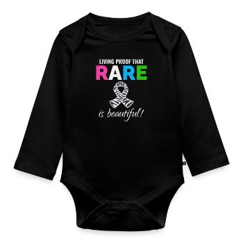 Sensibilisation aux maladies rares Rare is Beautiful - Body Bébé bio manches longues - noir - Devant