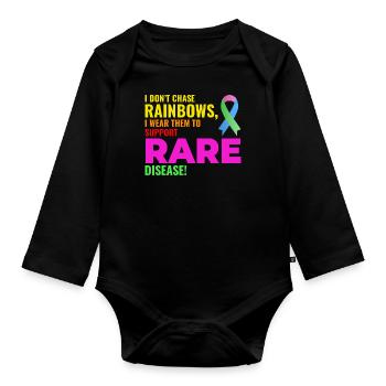 Rainbow Support for Rare Diseases Raise Awareness - Organic Longsleeve Baby Bodysuit - black - Front