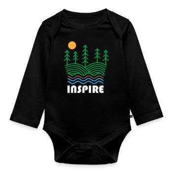 Les arbres, la terre, l’eau, inspirent la nature - Body Bébé bio manches longues - noir - Devant