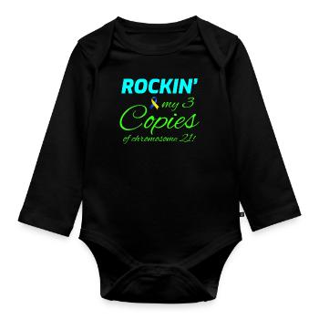 Sensibilisation au syndrome de Down Rockin' Chromosome 21 - Body Bébé bio manches longues - noir - Devant
