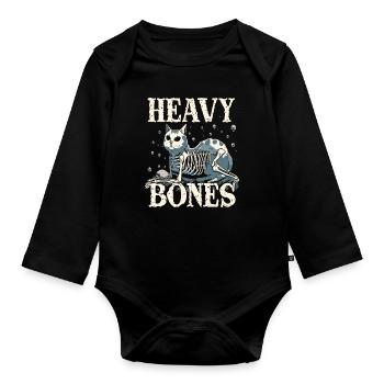 Heavy Boned Cat - Organic Longsleeve Baby Bodysuit - black - Front