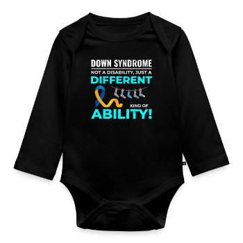 Down-Syndrom Bewusstsein Unterschiedliche Fähigkeit - Baby Bio-Langarm-Body - Schwarz - Vorne