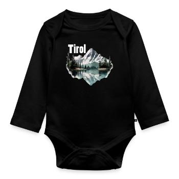 Tyrol with mountains, the Loyalty of the Alps to the province of Tyrol - Organic Longsleeve Baby Bodysuit - black - Front