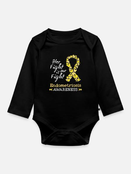 Ihr Kampf ist unser Kampf gegen Endometriose - Baby Bio-Langarm-Body - Schwarz