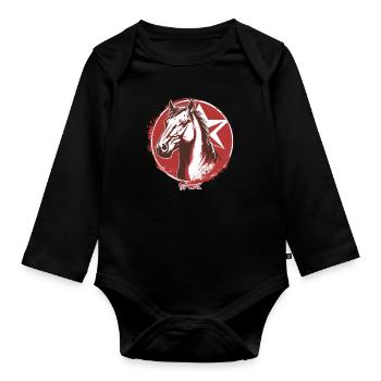 Großer Stern Propaganda Pferd - Baby Bio-Langarm-Body - Schwarz - Vorne
