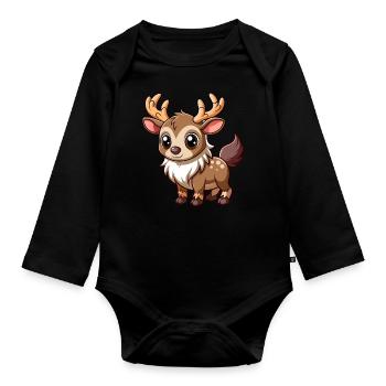 Mignon bébé orignal - Body Bébé bio manches longues - noir - Devant