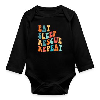 Eat Sleep Rescue Repeat Dog Rescue Sauvetage d’animaux - Body Bébé bio manches longues - noir - Devant