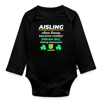 Nom de fille irlandaise Aisling Dreamy Reality pour Dreamer - Body Bébé bio manches longues - noir - Devant