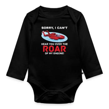 Hydroplane Boat Racing Engine Roar Water sport - Organic Longsleeve Baby Bodysuit - black - Front
