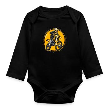Pilote de Super Motocross blanc et jaune - Body Bébé bio manches longues - noir - Devant