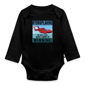 Hydroplane, Boat Racing, Humour, Gagnant, Plombs - Body Bébé bio manches longues - noir - Devant