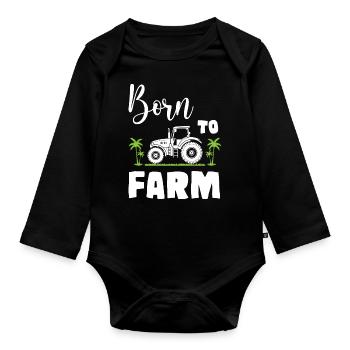 Born To Farm - Baby Bio-Langarm-Body - Schwarz - Vorne