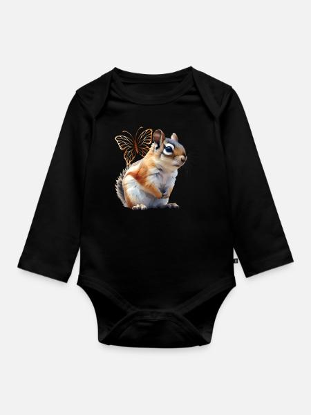 Fliegendes Eichhörnchen - Baby Bio-Langarm-Body - Schwarz
