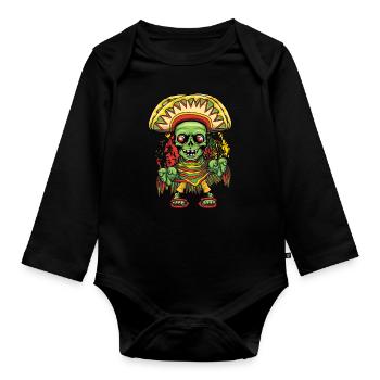 Taco Monster Mexican Kawaii Happy Cinco De Mayo - Organic Longsleeve Baby Bodysuit - black - Front
