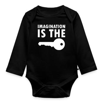 L’imagination est la principale motivation - Body Bébé bio manches longues - noir - Devant