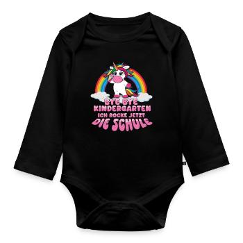 Bye Bye Kindergarten Enrollment I'm Rocking Now - Organic Longsleeve Baby Bodysuit - black - Front