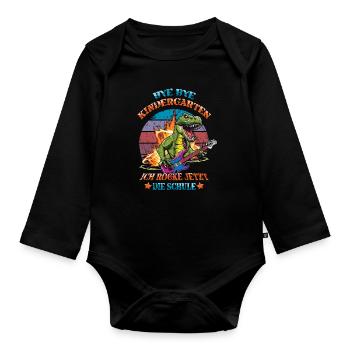 Inscription Bye Bye Kindergarten I Rock The - Body Bébé bio manches longues - noir - Devant
