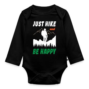 Just Hike And Be Happy - Organic Longsleeve Baby Bodysuit - black - Front